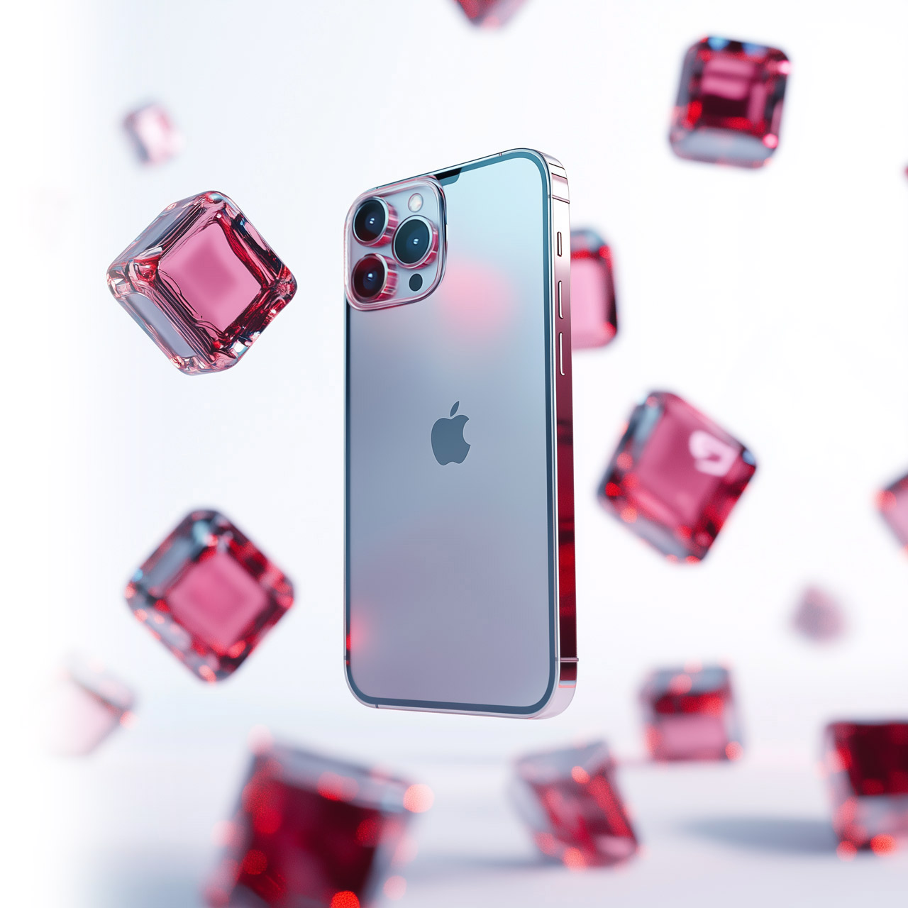 3D iPhone surrounded by deadpixel digital cubes